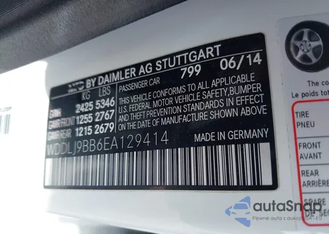 2014 Mercedes-Benz Cls 550 4Matic z USA, uszkodzony, nr VIN WDDLJ9BB6EA129414